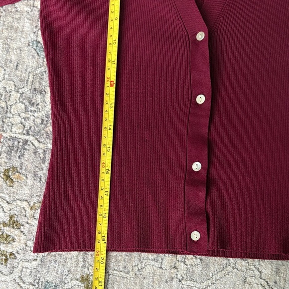Burgundy Ribbed Cardigan - Picture 6 of 7